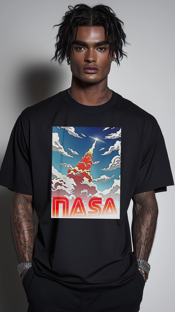 NASA BLASTOFF Oversized Boxy Tee – Bold, Stylish, and Out of This World