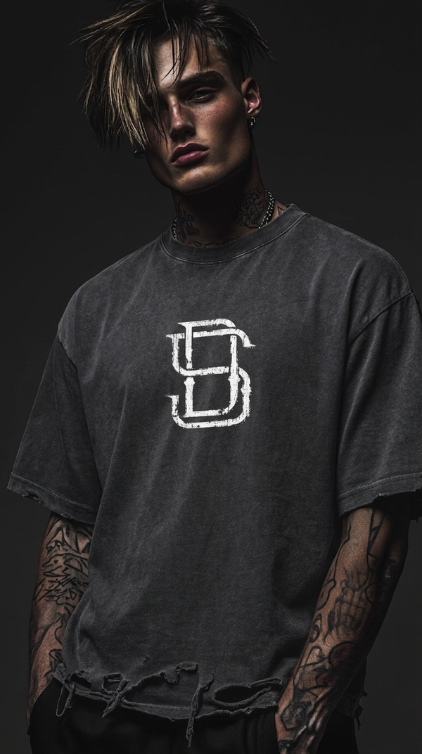 Dark Surf Snow Wash Raw-Hem Boxy T-shirt RT0058DS
