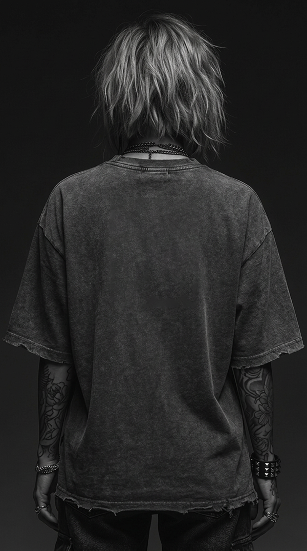 Women's Dark Surf Snow Wash Raw-Hem Boxy T-shirt RT0058DS