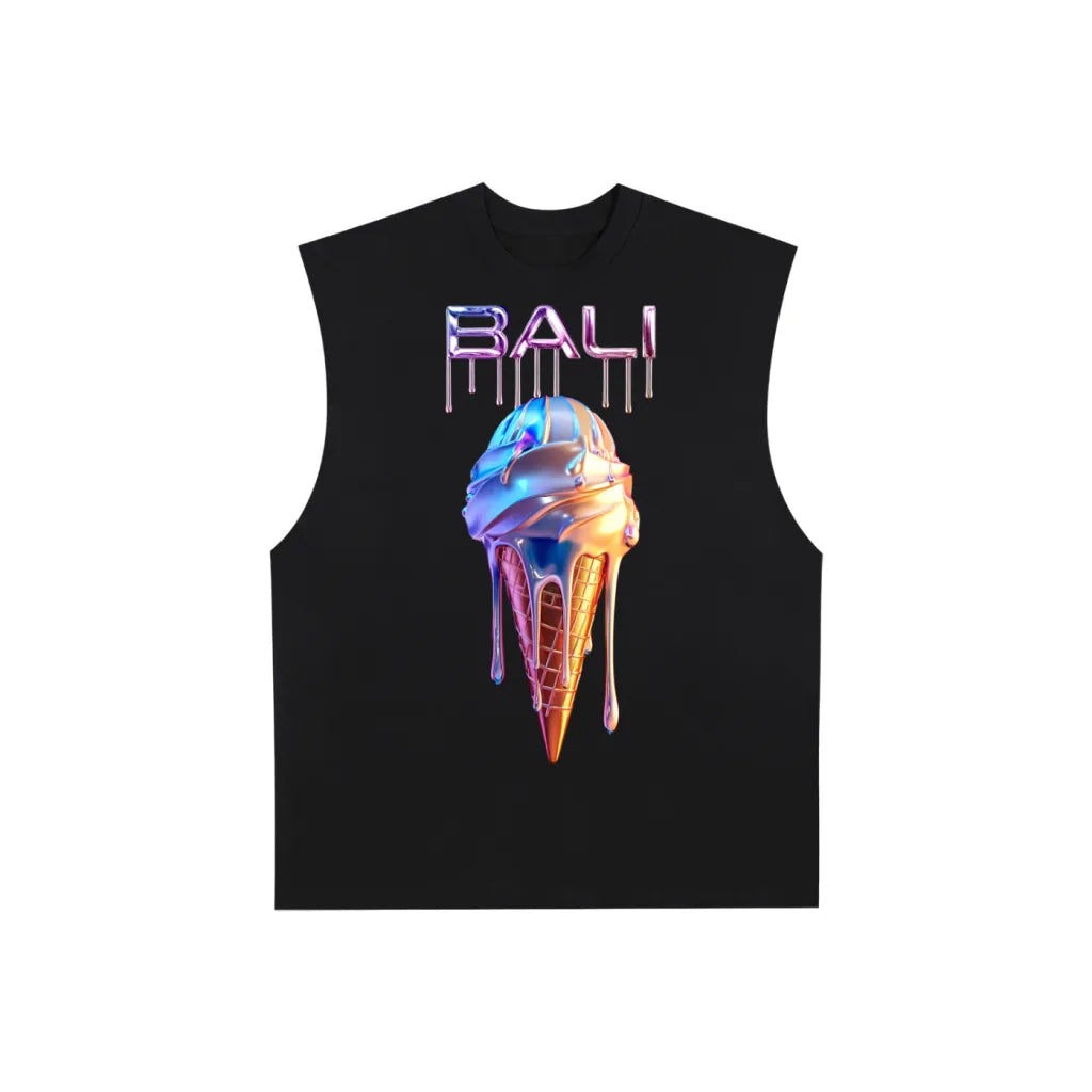 ACAE Men's Vintage Washed Raw Edge Tank Top ACAE011 -  BLACK