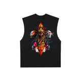 ACAE BALI Mens Vintage Washed Raw Edge Tank Top ACAE008 -  BLACK