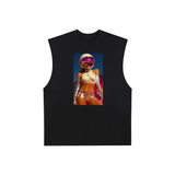 ACAE Men's Vintage Washed Raw Edge Tank Top ACAE010 -  BLACK