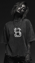 Women's Dark Surf Snow Wash Raw-Hem Boxy T-shirt RT0058DS