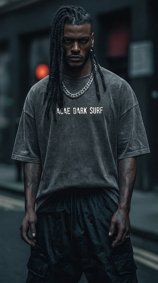 Dark Surf Raw Edge Snow Washed Boxy T-Shirt RT0014