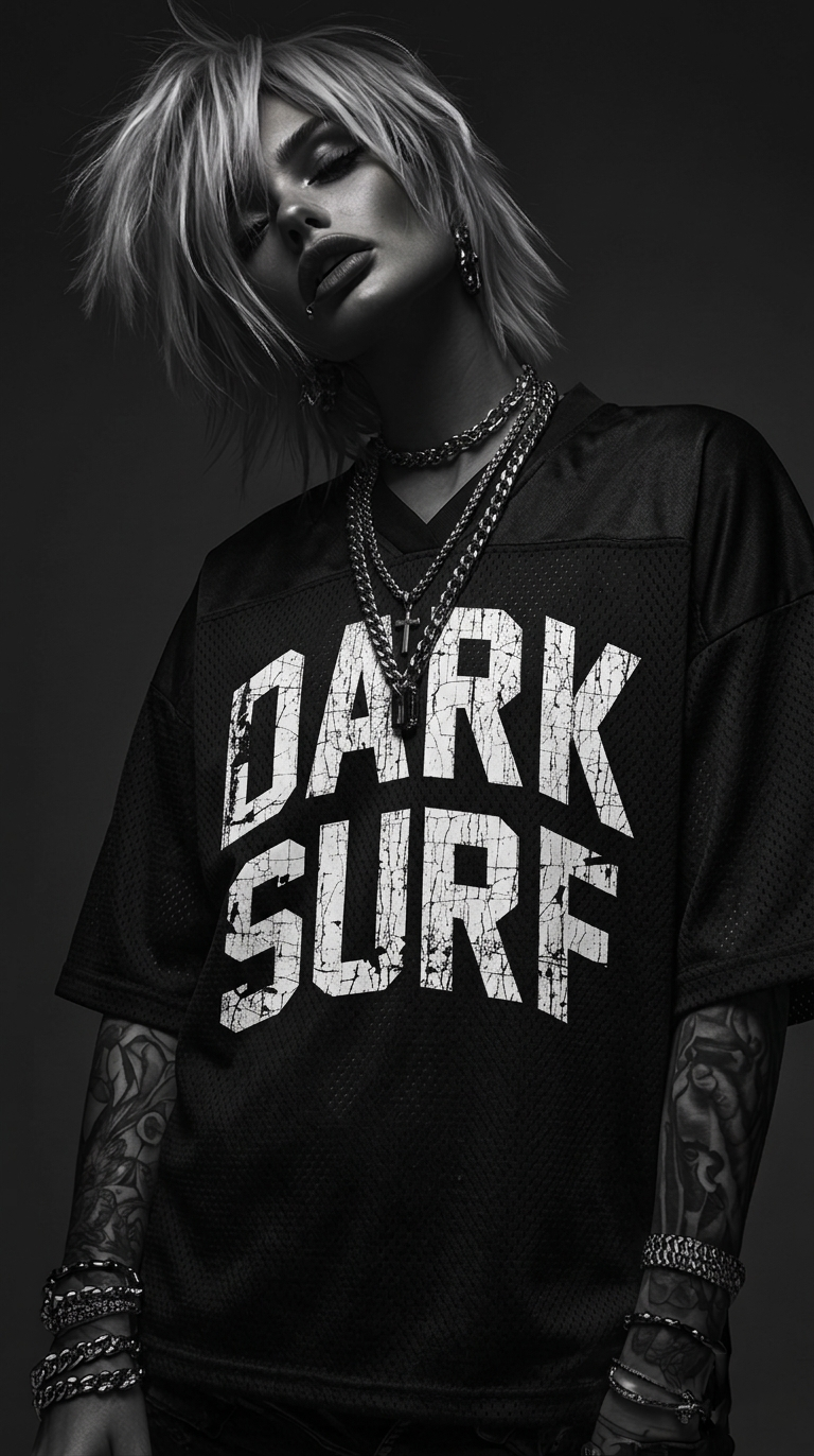 Women's Dark Surf Oversized Mesh V-Neck Soccer Jersey RT0083