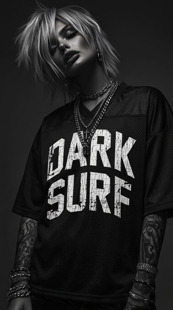 Women's Dark Surf Oversized Mesh V-Neck Soccer Jersey RT0083