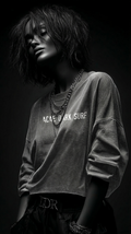 Women's Dark Surf Raw Edge Snow Washed Boxy T-Shirt RT0014
