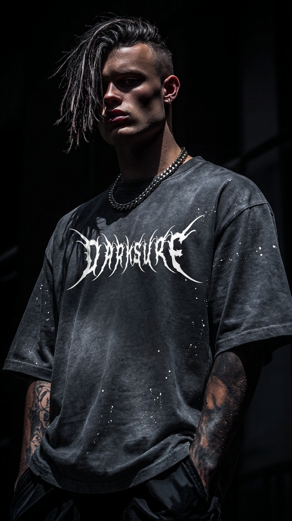 Dark Surf Hand-Frayed Sunfade Paint Splatter T-Shirt RT0011