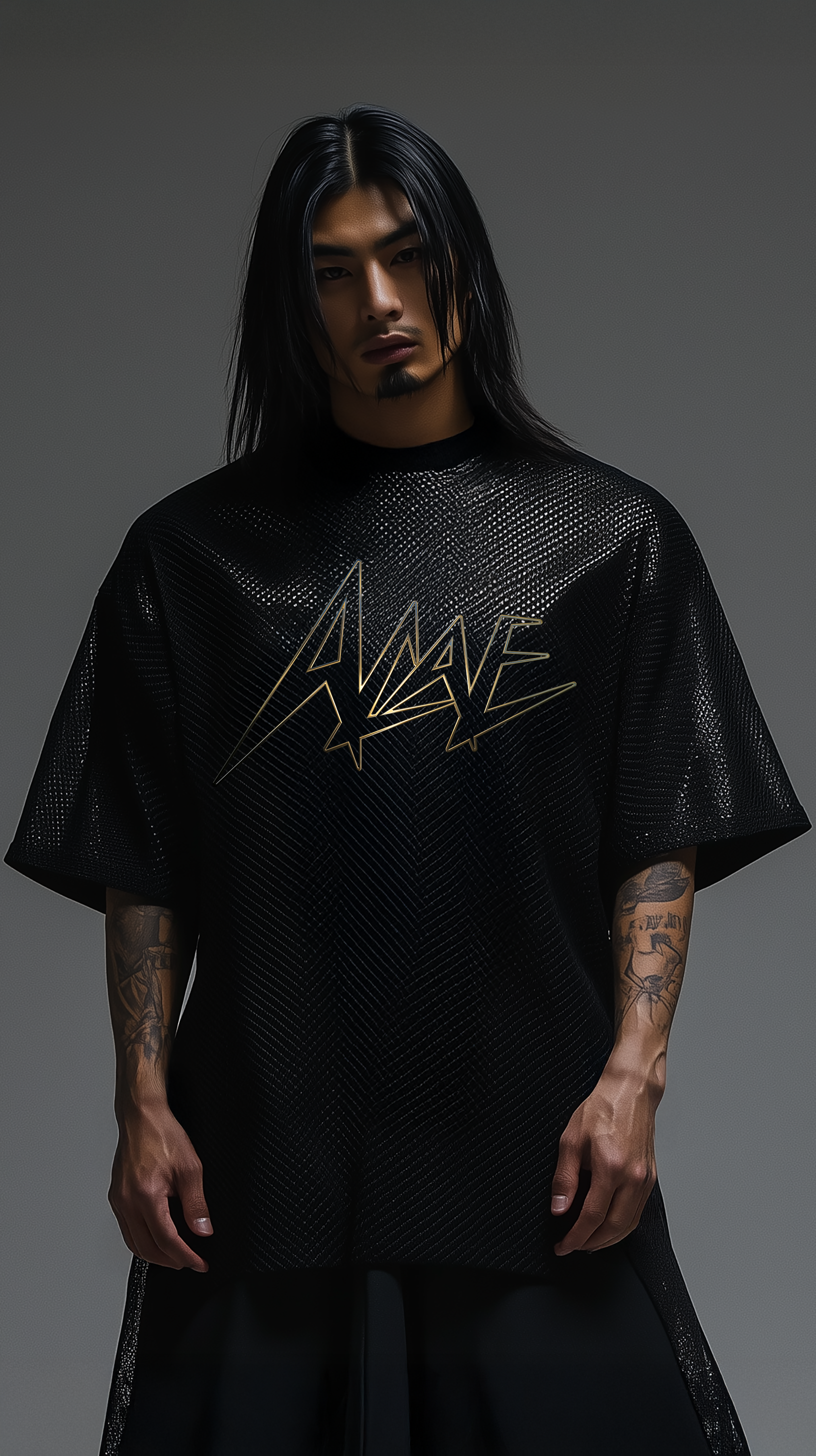 ACAE Mens See-through Boxy Net T-shirt ACAE003 - Black