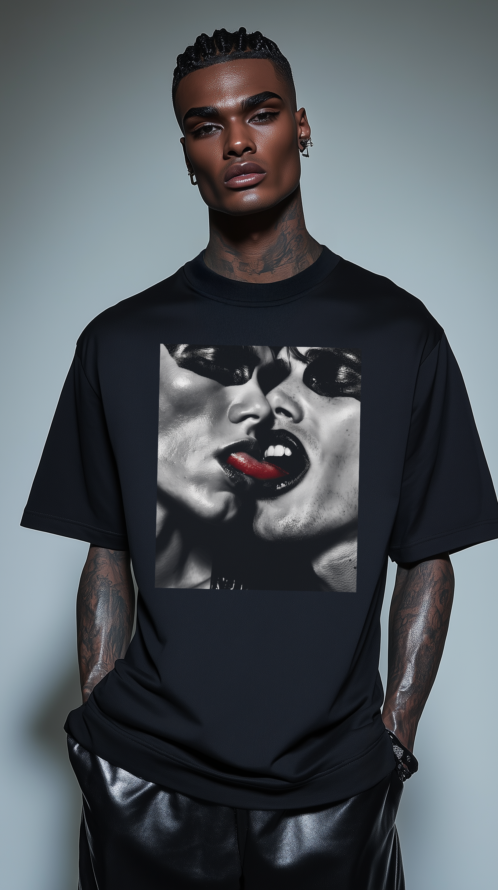 REBEL HOMME 2 BLACK Oversized Boxy Tee