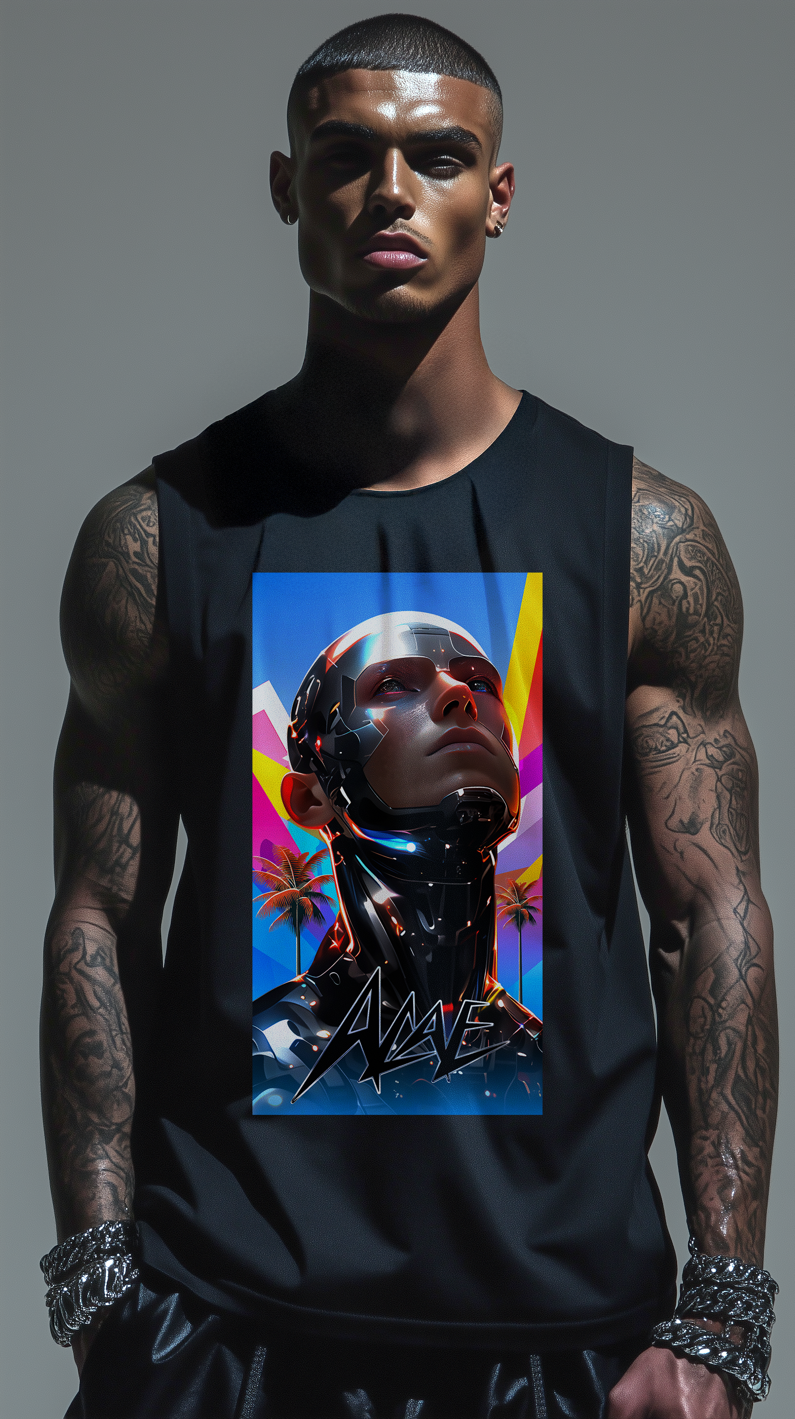 ACAE Men's Vintage Washed Raw Edge Tank Top ACAE012 -  BLACK