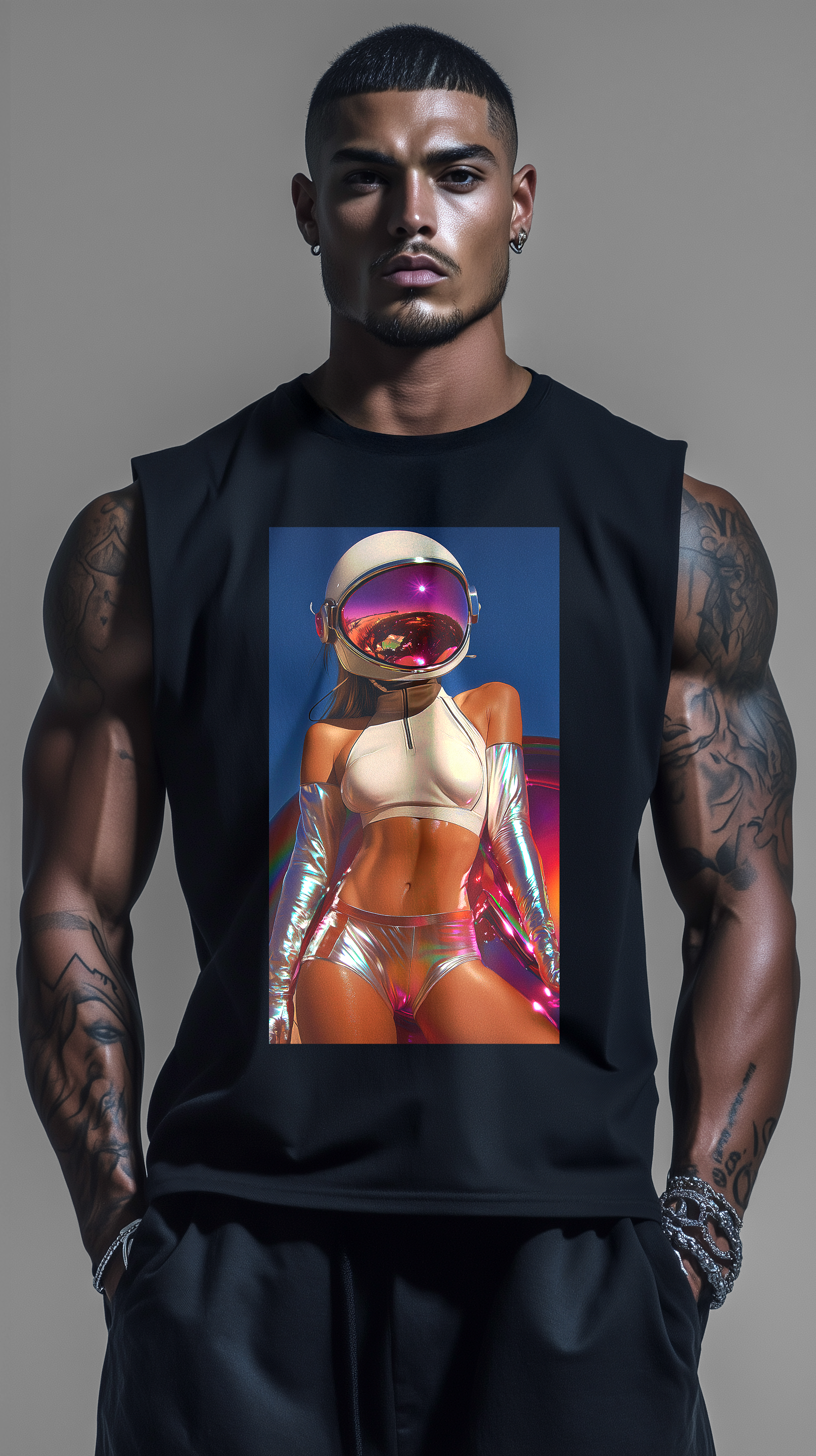 ACAE Men's Vintage Washed Raw Edge Tank Top ACAE010 -  BLACK