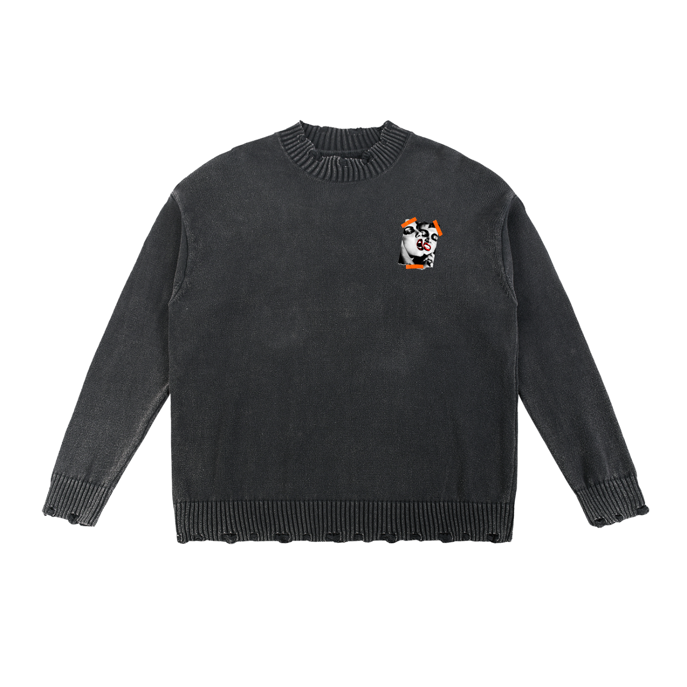 Vintage Washed Hand-Frayed Sweater