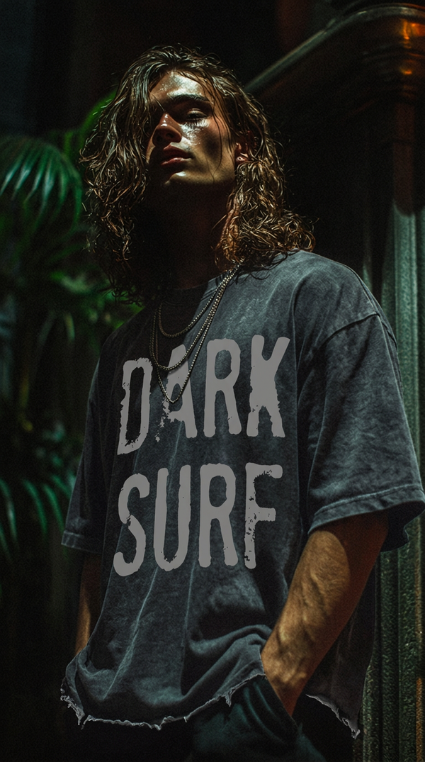Dark Surf Snow Wash Raw-Hem Boxy T-shirt RT0058