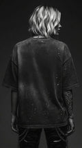 Women's Dark Surf Hand-Frayed Sunfade Paint Splatter T-Shirt RT0011